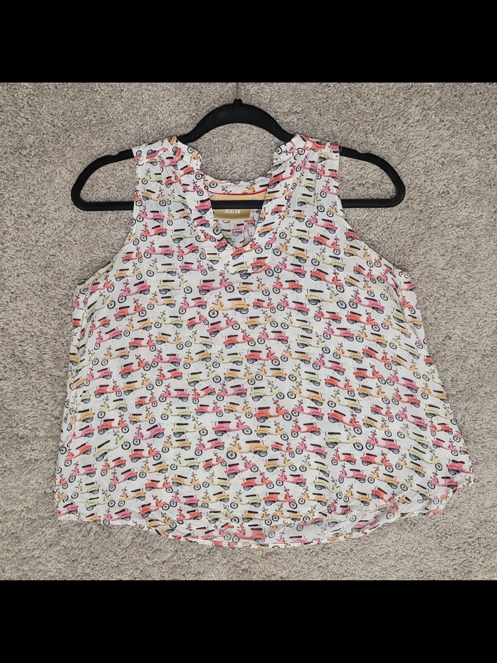 Maeve Scooter Vespa Print Anthropologie Enna Tank Top Size 0 - Picture 3 of 8